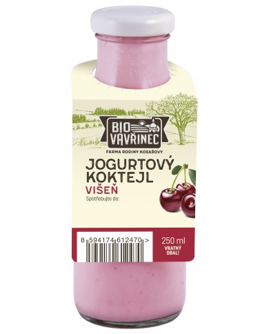 Jogurtový koktejl višeň, sklo, 250 ml