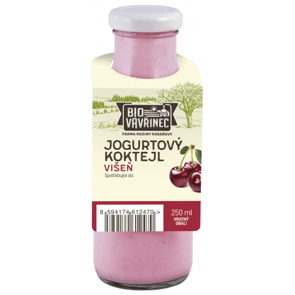 Jogurtový koktejl višeň, sklo, 250 ml