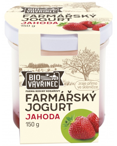 Smetanový jogurt jahoda, sklo, 150 g