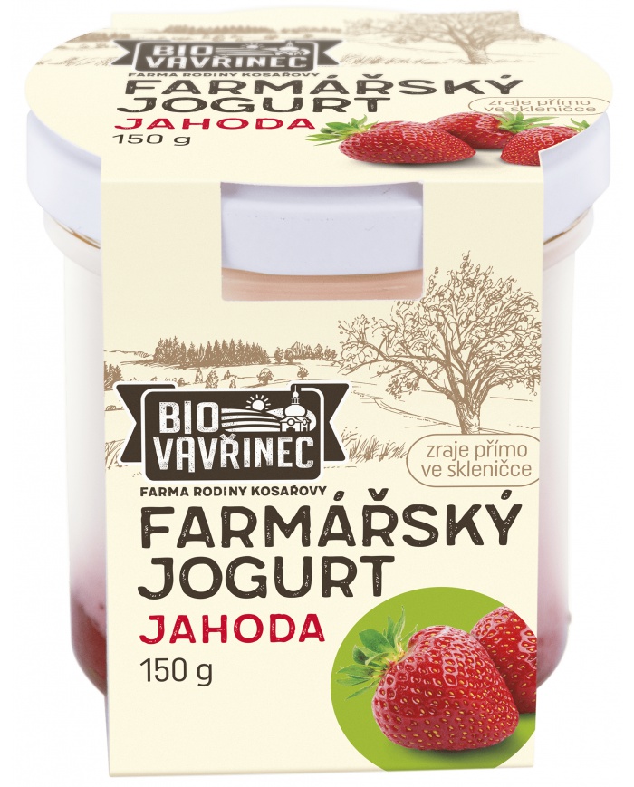 Smetanový jogurt jahoda, sklo, 150 g
