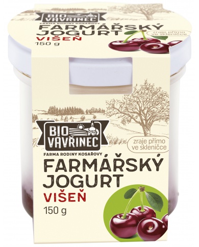 Farmářský jogurt višeň, sklo, 150 g
