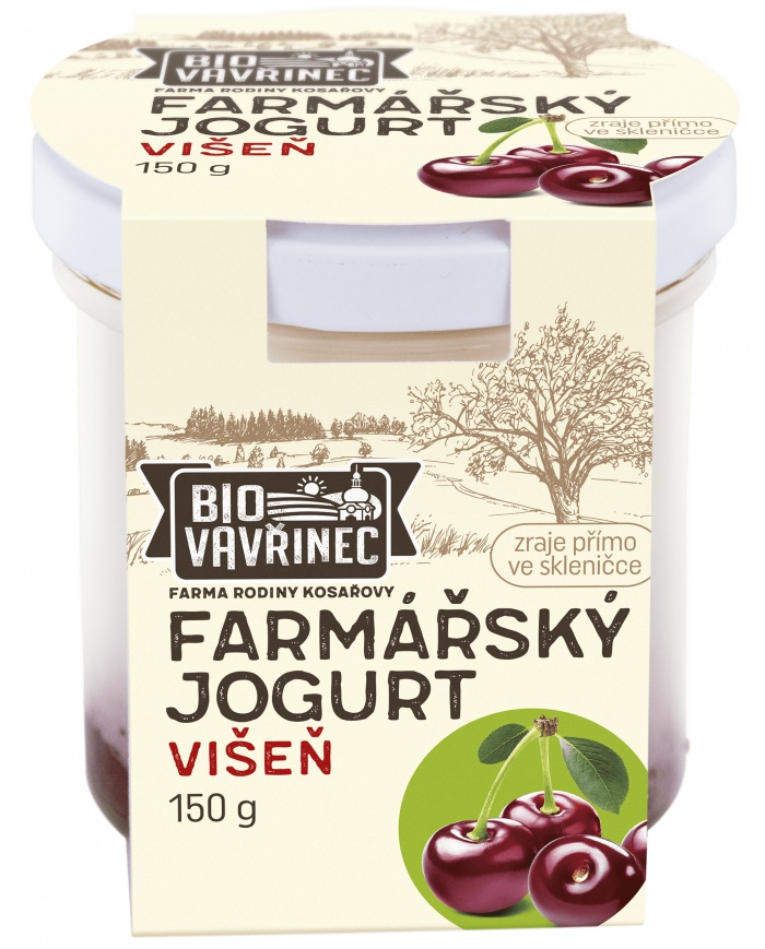 Farmářský jogurt višeň, sklo, 150 g