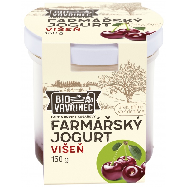Farmářský jogurt višeň, sklo, 150 g