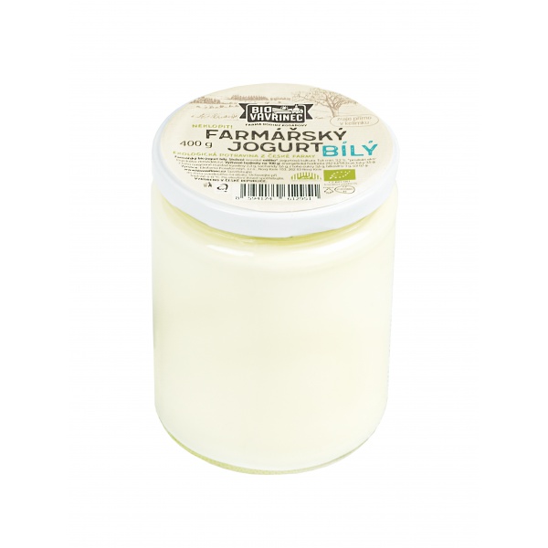 Farmářský jogurt bílý, sklo, 400 g