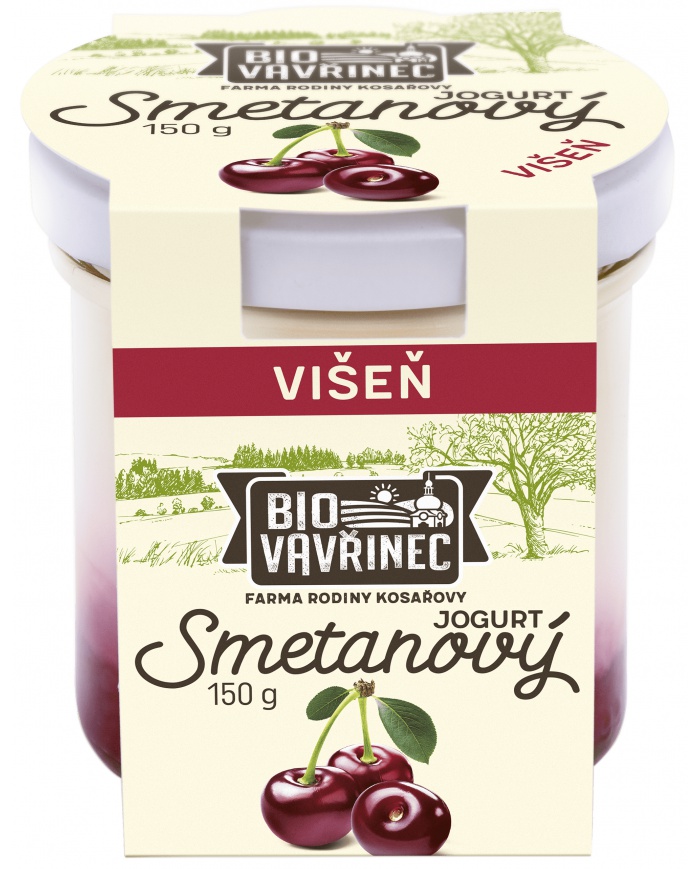 Smetanový jogurt višeň, sklo, 150 g