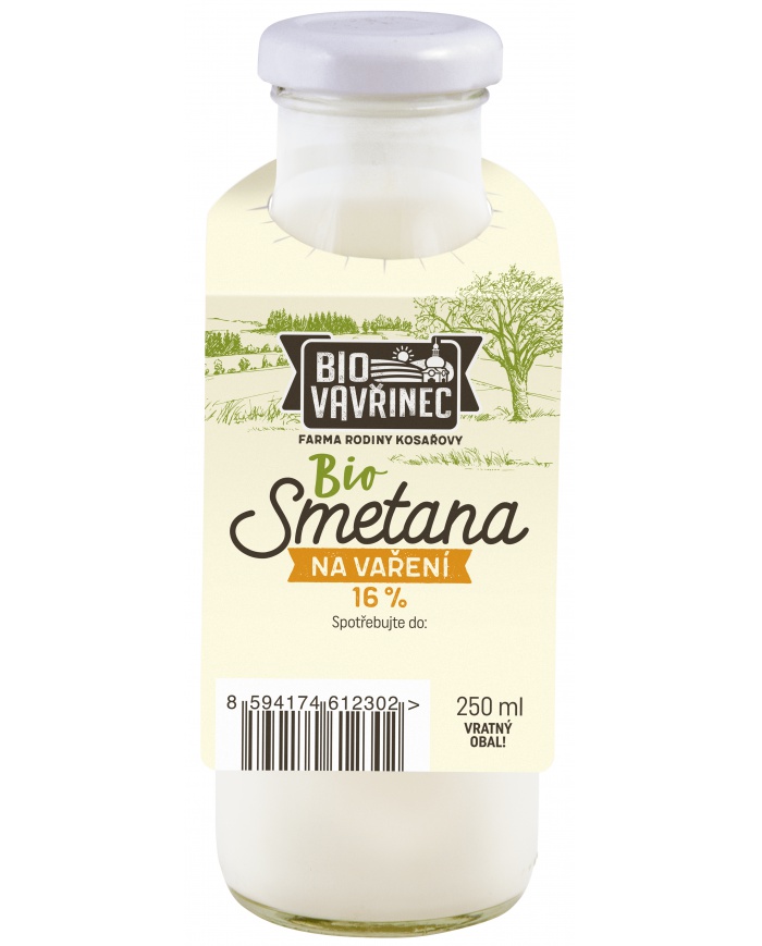 Smetana na vaření 16%, sklo, 250 ml