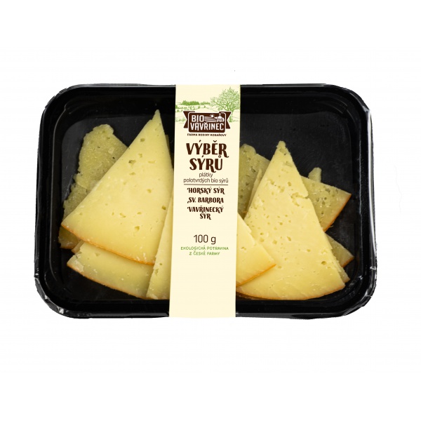 Výběr polotvrdých sýrů, Sýr sv. Babrora, Horský sýr, Vavřinecký sýr, 100 g