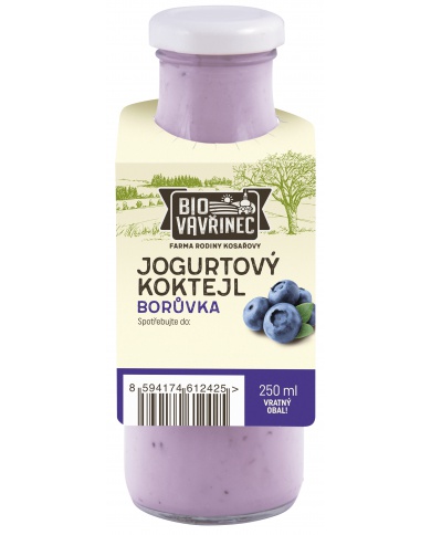 Jogurtový koktejl borůvka, sklo, 250 ml