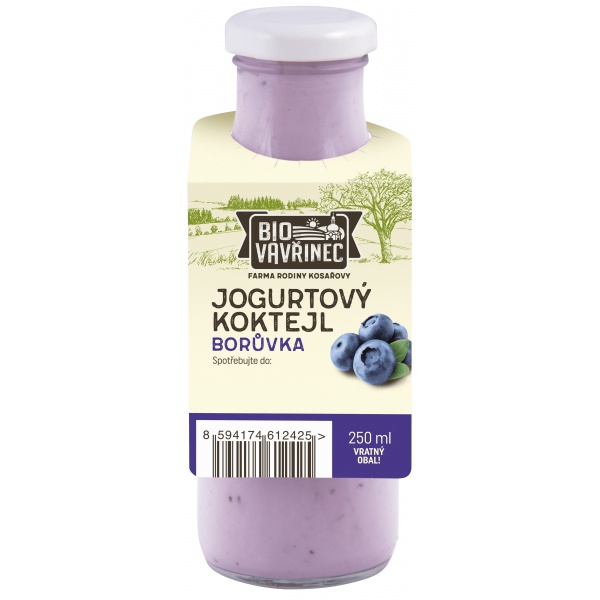 Jogurtový koktejl borůvka, sklo, 250 ml