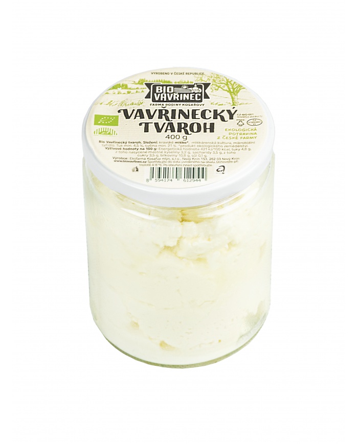 Vavřinecký tvaroh, sklo, 400 g