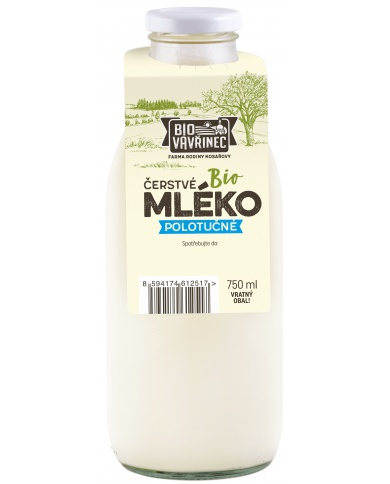 Mléko polotučné 1,5%, sklo, 750 ml