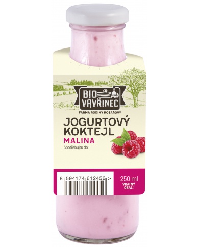 Jogurtový koktejl malina, sklo, 250 ml