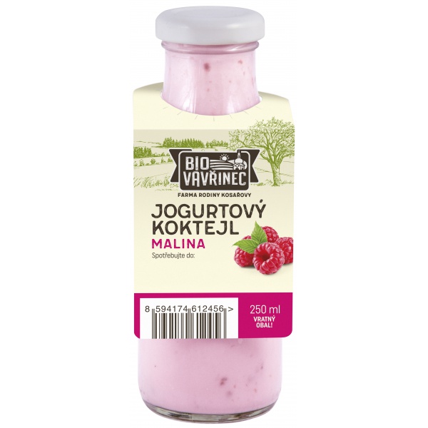 Jogurtový koktejl malina, sklo, 250 ml