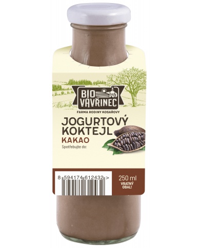 Jogurtový koktejl kakao, sklo, 250 ml