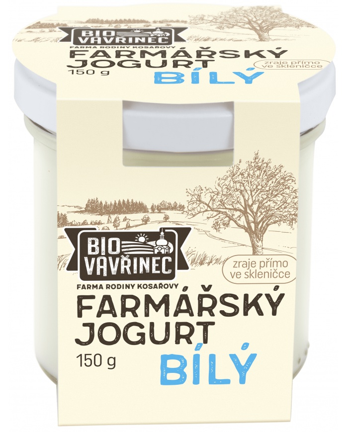 Farmářský jogurt bílý, sklo, 150 g