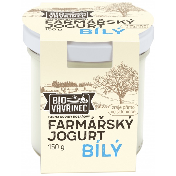Farmářský jogurt bílý, sklo, 150 g