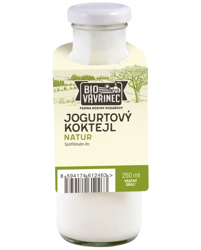 Jogurtový koktejl přírodní, sklo, 250 ml