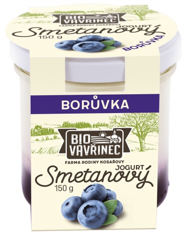 Smetanový jogurt borůvka, sklo, 150 g
