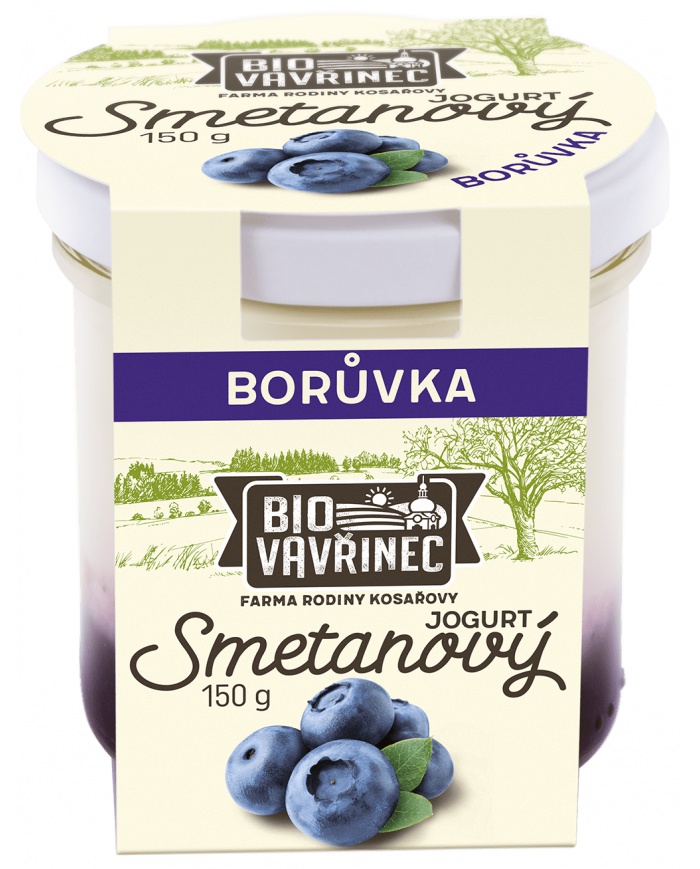 Smetanový jogurt borůvka, sklo, 150 g