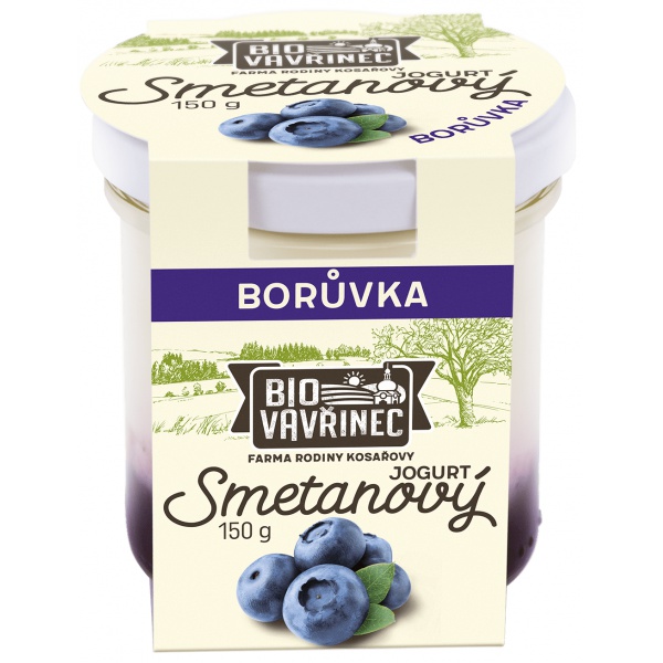 Smetanový jogurt borůvka, sklo, 150 g
